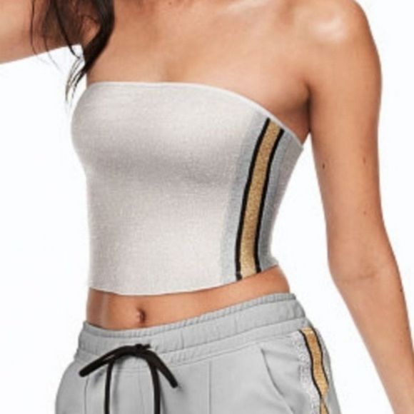 New! VS PINK Black Glitter Cropped Tube Top NWT ⭐️ - Picture 2 of 2